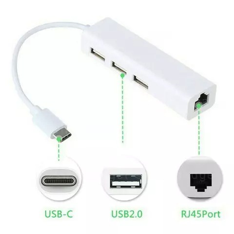 Trend-USB Type-C Lan Adapter with 3 Port USB Hub