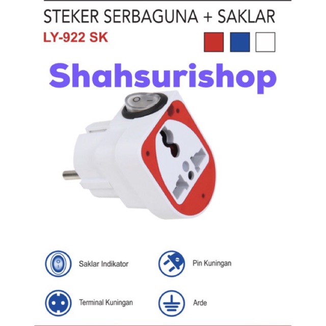 STEKER MULTI SOKET SK LY 922K SAKLAR UNIVERSAL