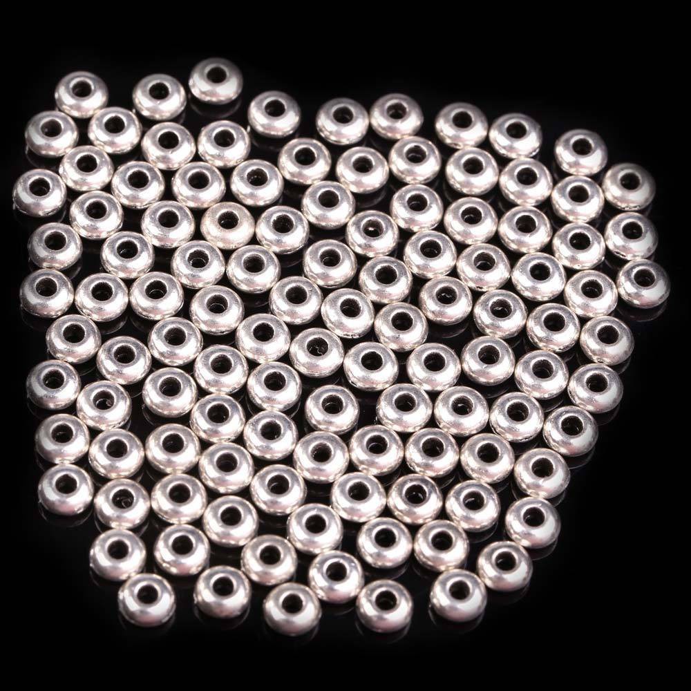 【TERSEDIA &amp; COD】100pcs / Set Manik-Manik Spacer Bulat Bahan Alloy Untuk Membuat Perhiasan Diy