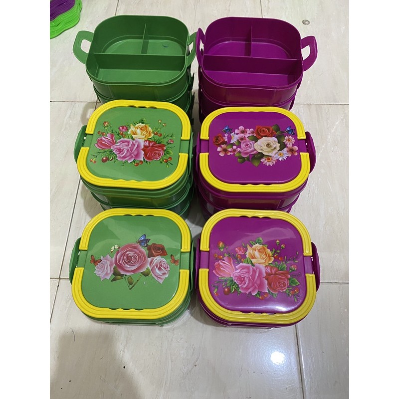 Rantang segi + sekat tempat lauk,LIONG PRODUCT, susun 2, susun 3, susun 4