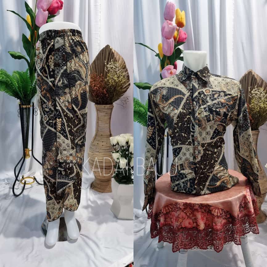 Kadai.baju / Batik couple kemeja panjang / Rok lilit / couple wisuda dan pernikahan / Kebaya couple