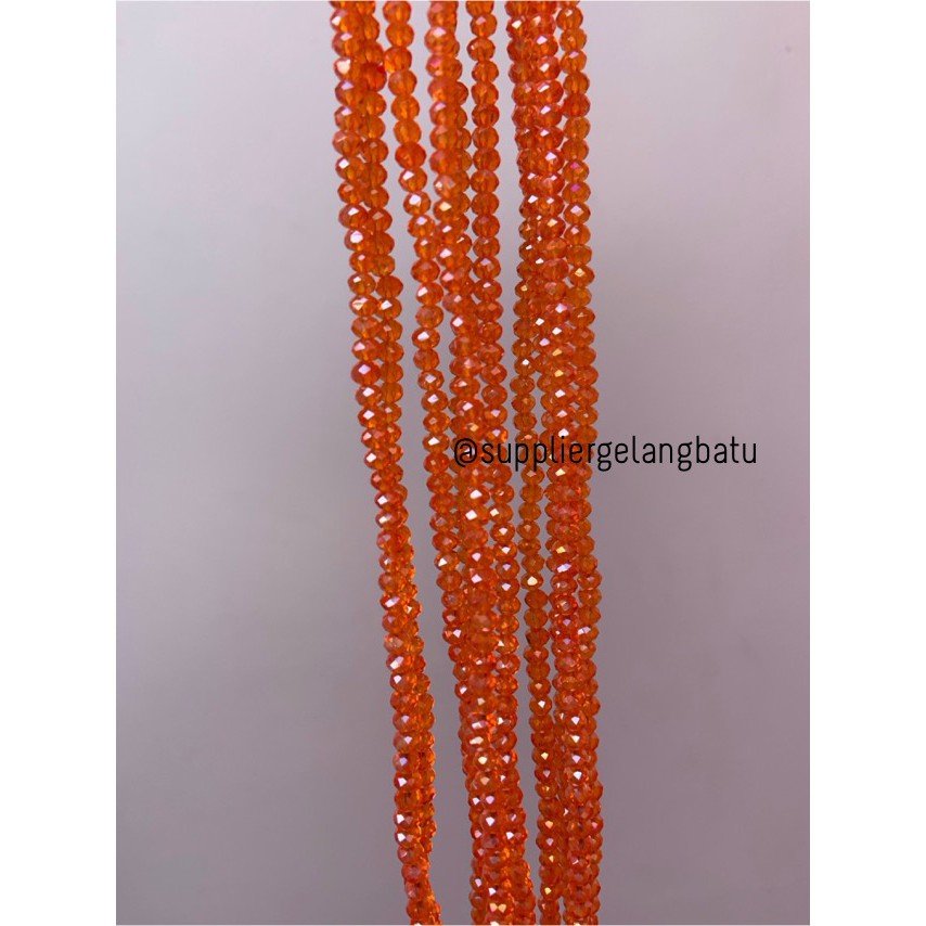 Crystal Ceko bening 4mm orange aksesoris beads manik donat rondel oren