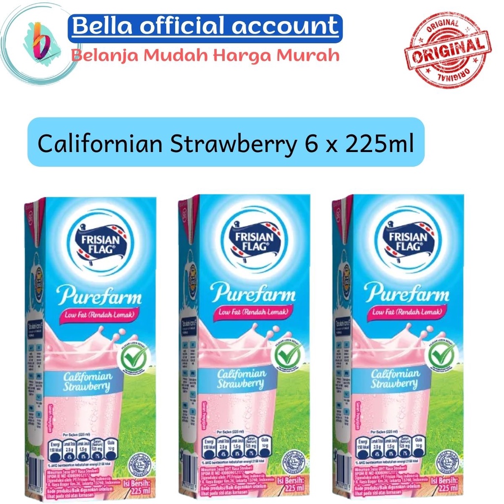 

Frisian Flag Low Fat Californian Strawberry Susu UHT 225 mL x 6 pcs