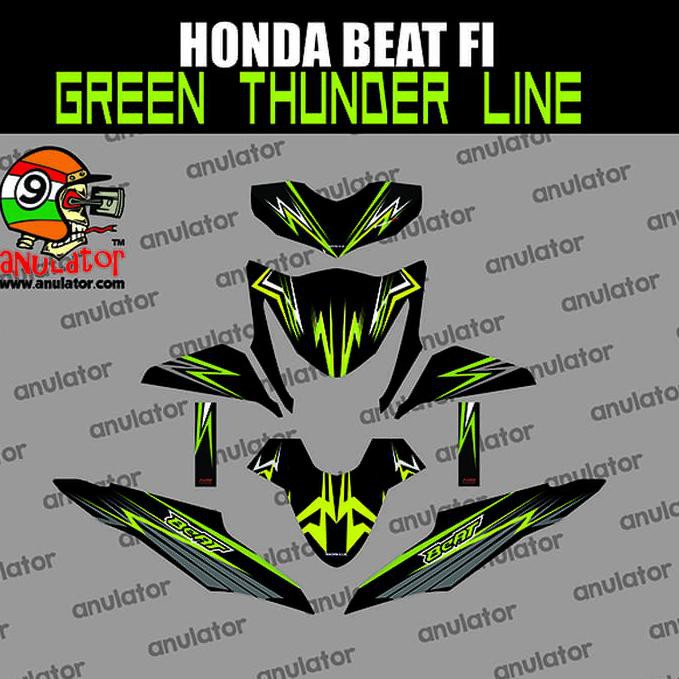 Sticker Striping Motor Stiker Honda Beat Fi Green Thunder Line