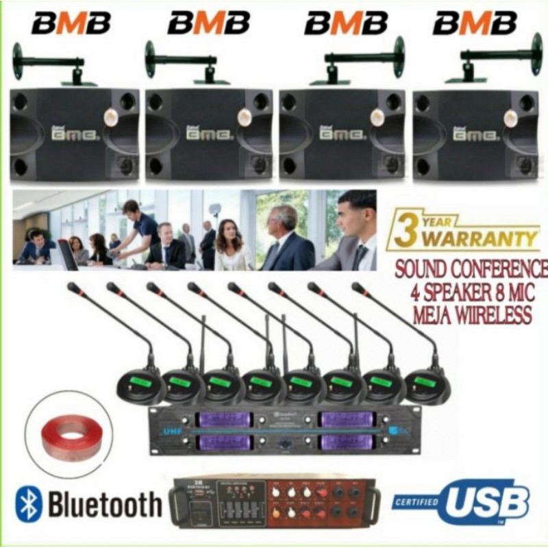 Jual Paket Sound Conference 4 Speaker BMB / 8 Unit Mic Meja Wireless ...