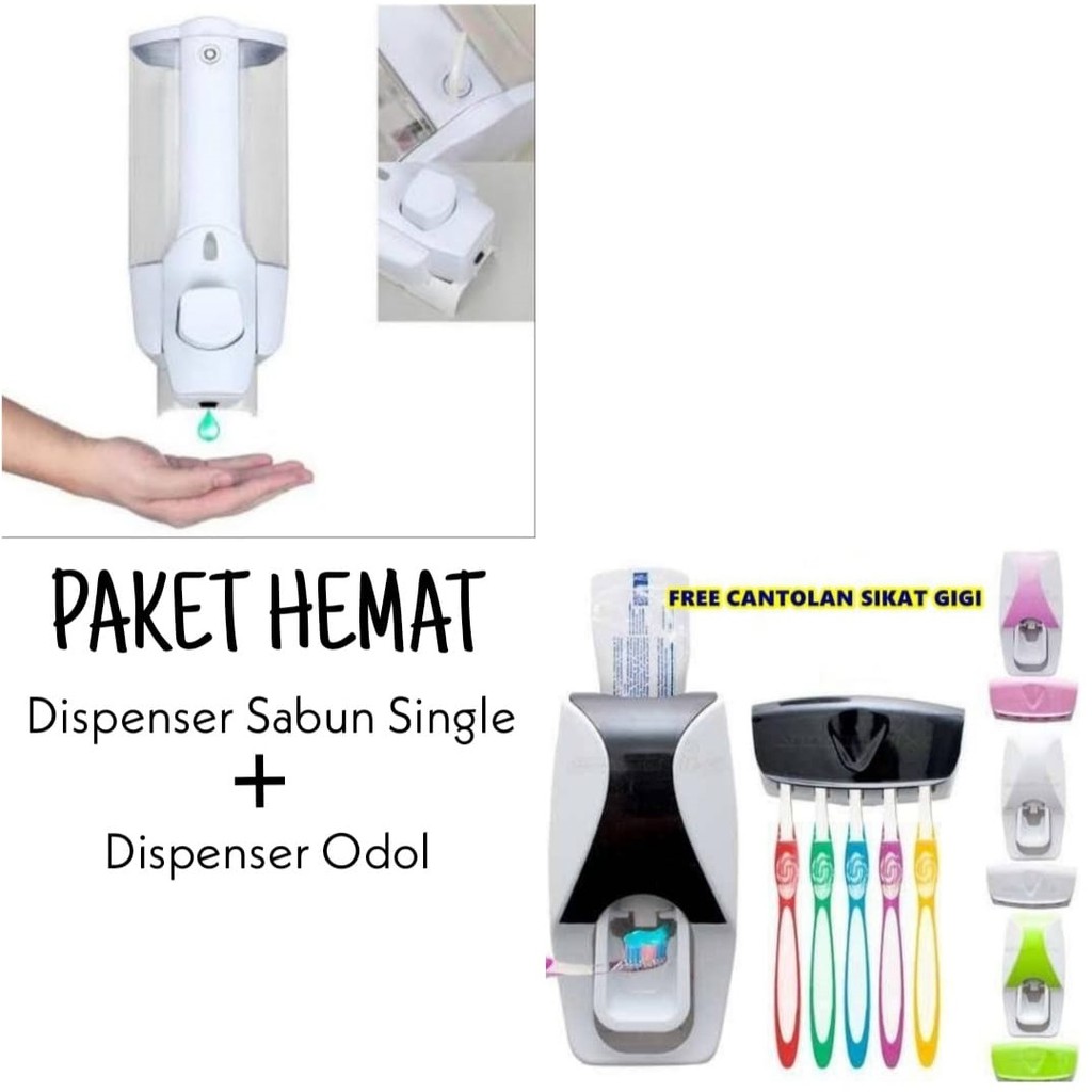 [PKM01] PAKET Dispenser Odol Tempat Sikat Gigi + Dispenser Sabun Cair Single