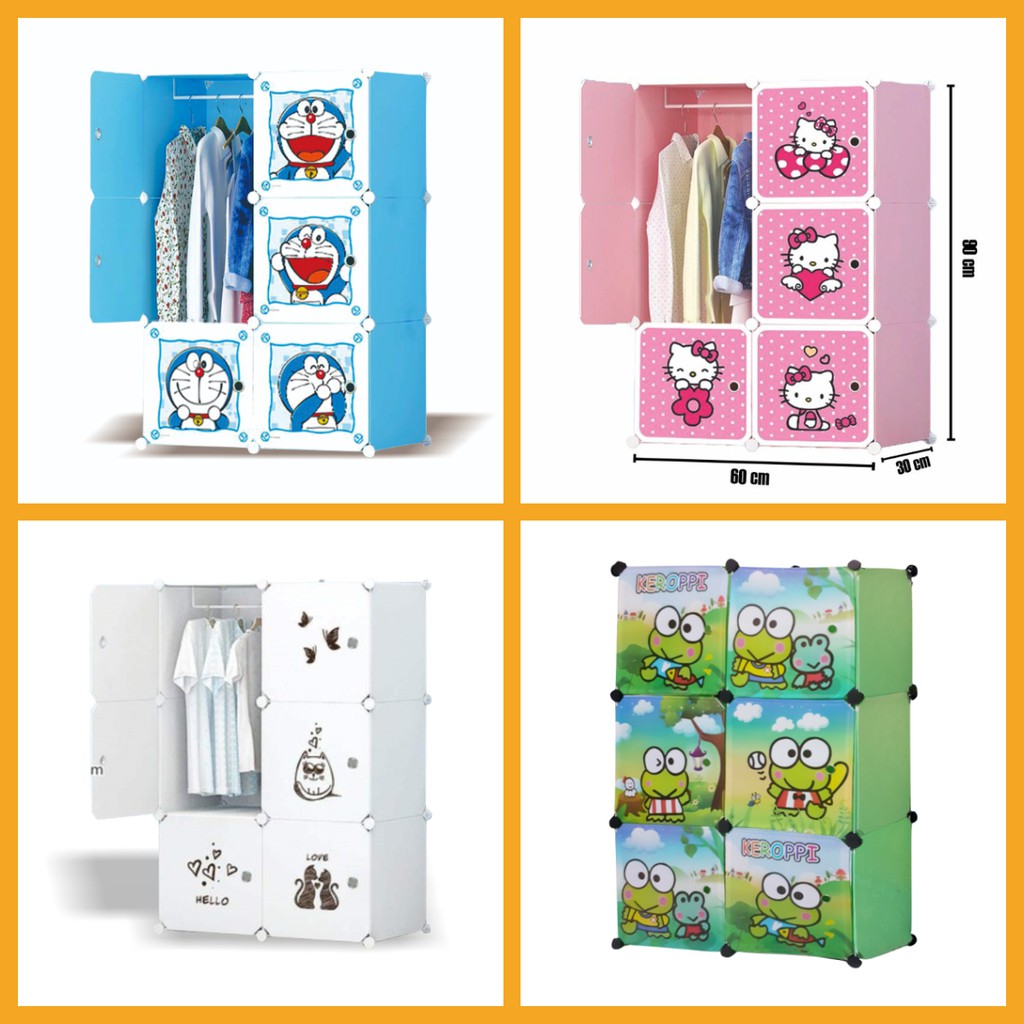 Lemari Pakaian Portable Karak 6 Pintu Motif Anak Lucu