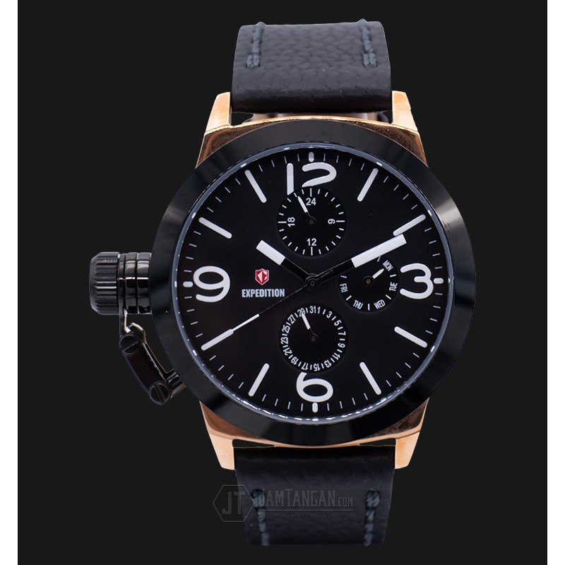 Expedition E 6339 BF LBRBA Ladies Black Dial Black Leather Strap