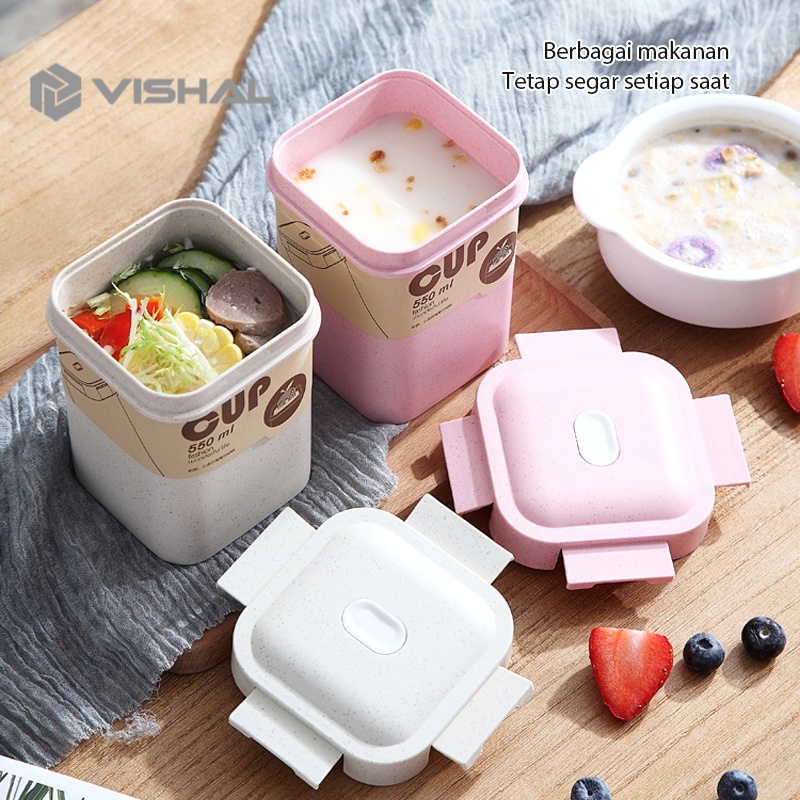 VISHAL Cangkir Sup 550ml /Anti Bocor Tumpah Portable Sop Cup /Dapat dipanaskan VS-60