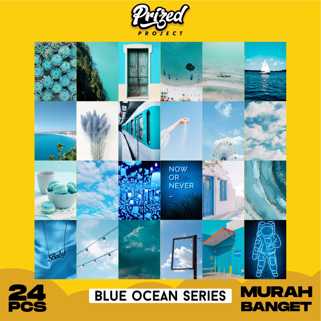 Poster Dinding Aesthetic | Poster Aesthetic | Poster Murah | Isi 24 Piece-BLUE OCEAN