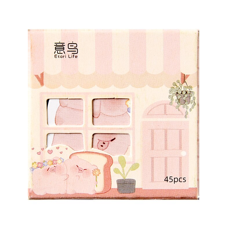 Mohamm 45pcs / Kotak Stiker Motif Rumah Kawaii Untuk Dekorasi Scrapbook / Stationery Sekolah-4