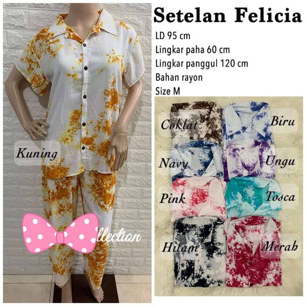 Setelan Tie Dye Felicia baju celana bali