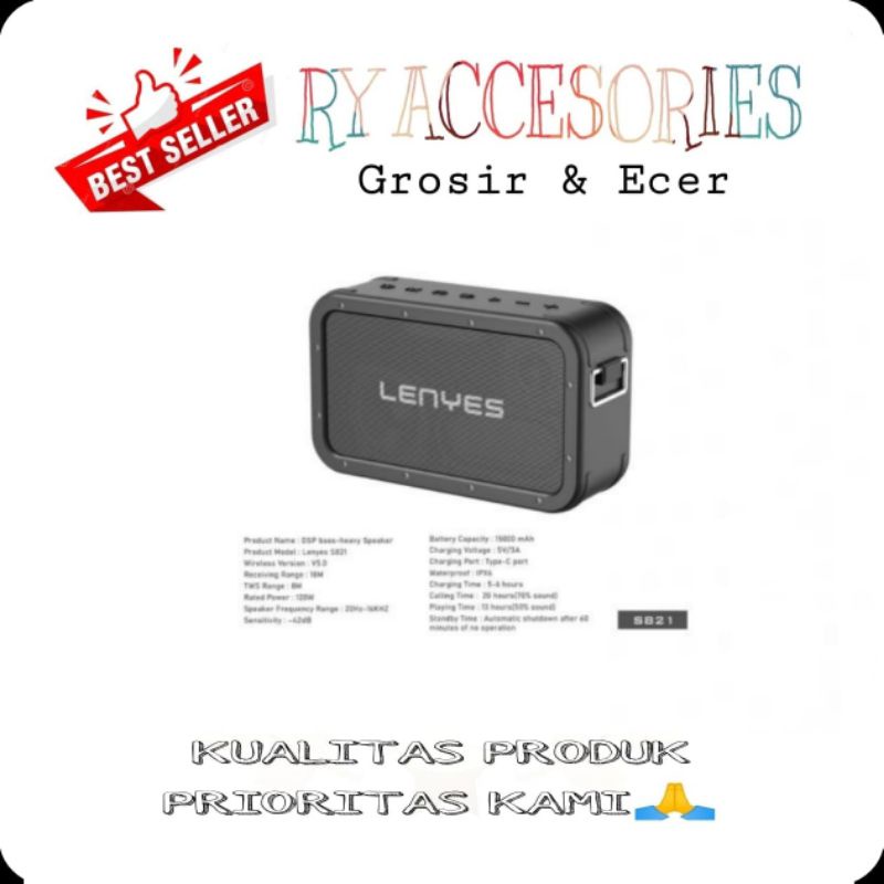 MM - Speaker Bluetooth DSP Heavy Bass Lenyes S821 Original /Wireless Speaker Bluetooth Lenyes S-821 