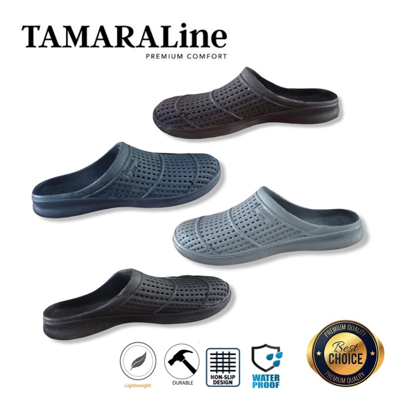 Sepatu Sandal Selop Slide Slip on Karet Pria Dewasa / Remaja - TAMARALINE 223 / Bahan Premium Lentur Empuk Ringan Kuat Anti Slip Anti Air / Model Sporty Santai Rumah Kerja Outdoor Kamar Mandi  Murah Original