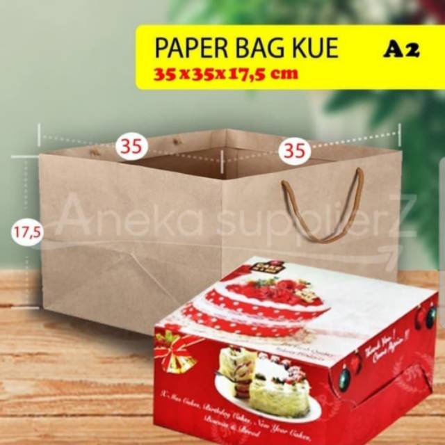 

Paper Bag Kue Cake Box | 35x35x17.5 cm|A2 ( 10 pc)