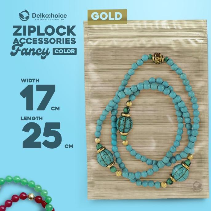 Plastik Klip Kombinasi Aksesoris - Plastik Ziplock Zipbag Gold 17x25