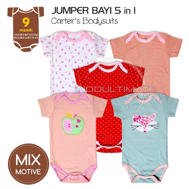 5pc Baju Bayi Newborn jumper Jumsuit kaos atasan Bayi baru lahir 0-2 tahun Anak perempuan BC-01-4