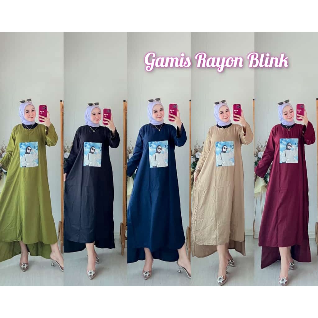 Gamis Print Sablon Viral Bahan Rayon