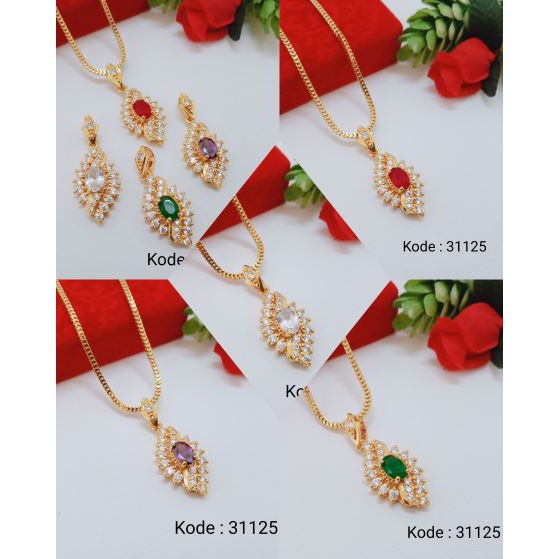 [BISA BAYAR DITEMPAT] P31125 Kalung Set Liontin Lapis Emas Titanium Anti Karat Pusat Xuping Jakarta