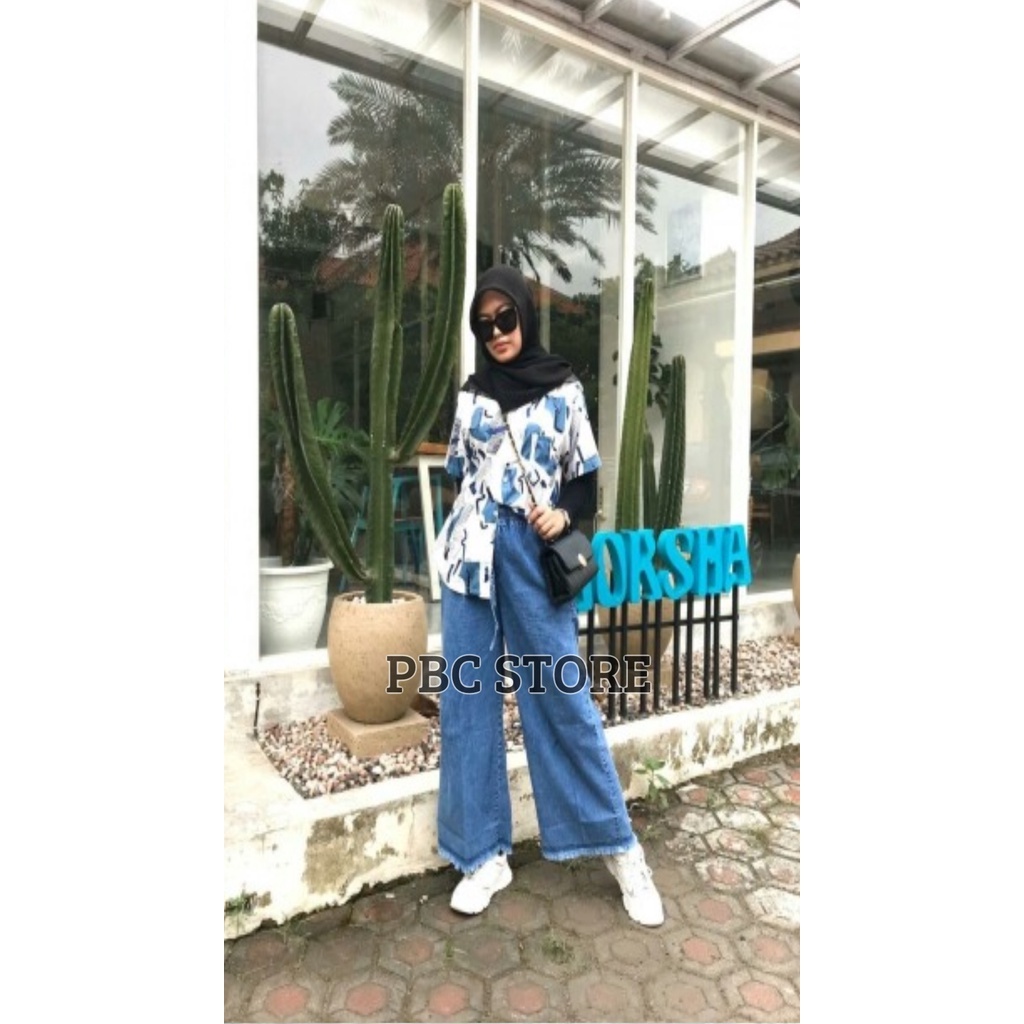Kulot jeans rawis celana kulot jeans rawis boyfriend jeans kulot rawis hight waist premium Termurah