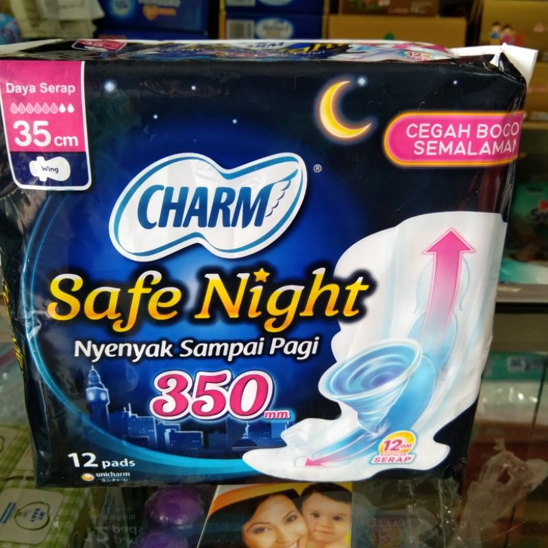 Charm Safe Night Wing 35cm Isi 12 / 29 cm Isi 10 Pads - Nyenyak Sampai Pagi