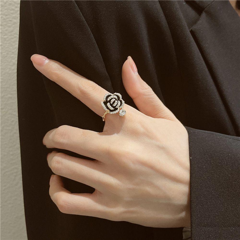 Mxbeauty Cincin Adjustable Untuk Wanita Mewah Halus Pesta Jari Perhiasan Hadiah Zirkon Logam Rings