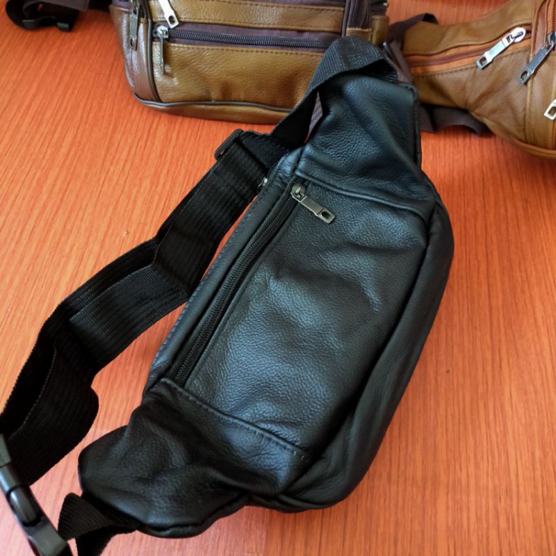 Tas pinggang kulit asli Tas Selempang kulit sapi tas Waistbag pria kulit