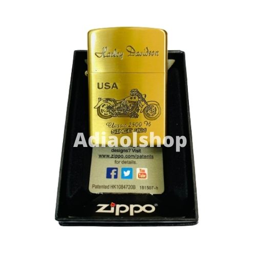 Zippo Gold Kuningan Denting 1x Grade Original Motif Motor Harley