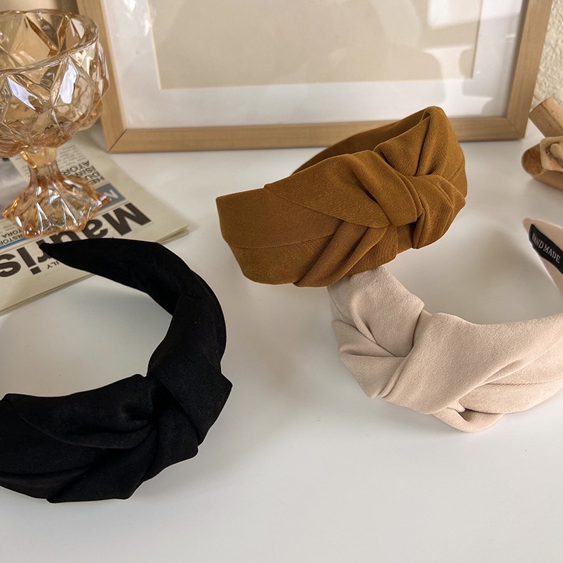 BANDO KAIN KNOT LEBAR POLOS EARTH TONE COKLAT HITAM KREM KOREA HEADBAND SILK LEBAR WIDE BRIMMED HAIR HOOP HEADBAND HAIRBAND HAIR AKSESORIS RAMBUT WANITA BENDO BANDANA KOREAN LEMBUT WARNA POLOS