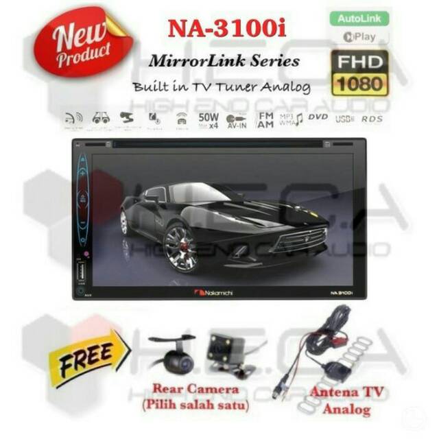 DOUBLE DIN NAKAMICHI na-3100i MirrorLink + camera