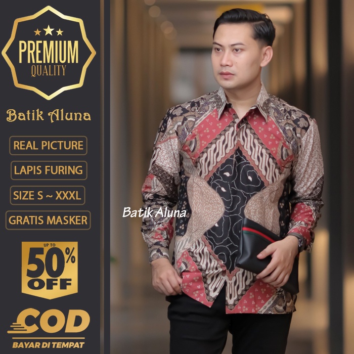 BAJU KOKO BATIK PRIA LENGAN PANJANG MEWAH PREMIUM ALUNA PRABUSENO SHANGHAI KERIS KEMEJA BATIK ACARA 