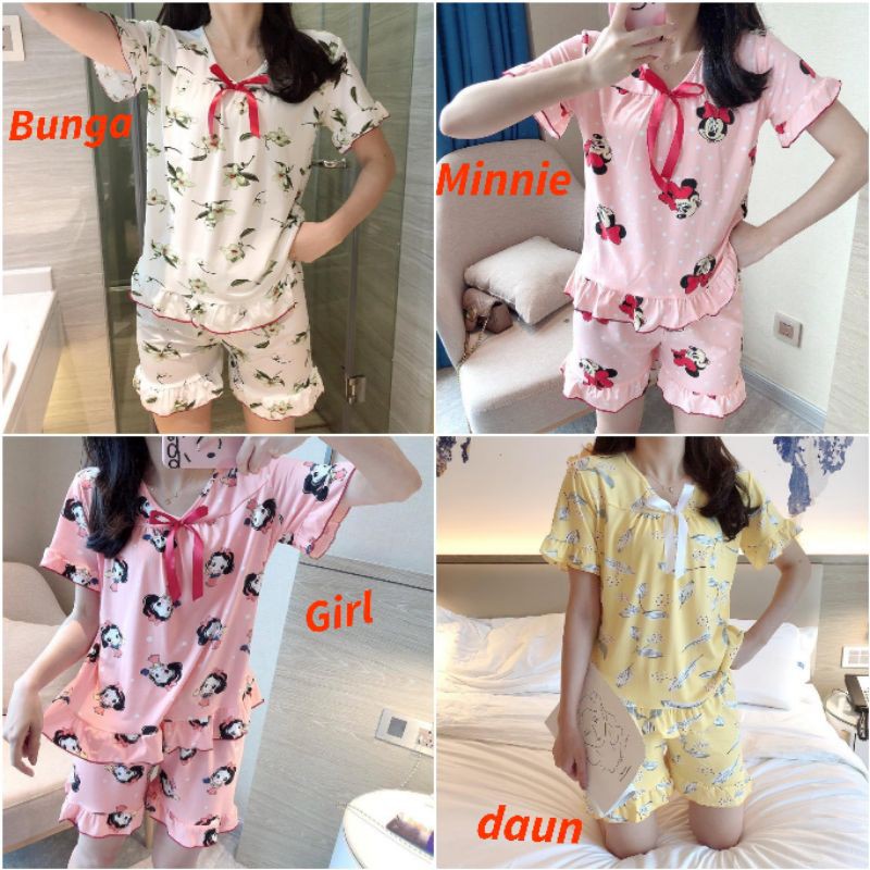 baju tidur dewasa / piyama wanita import set rumbai