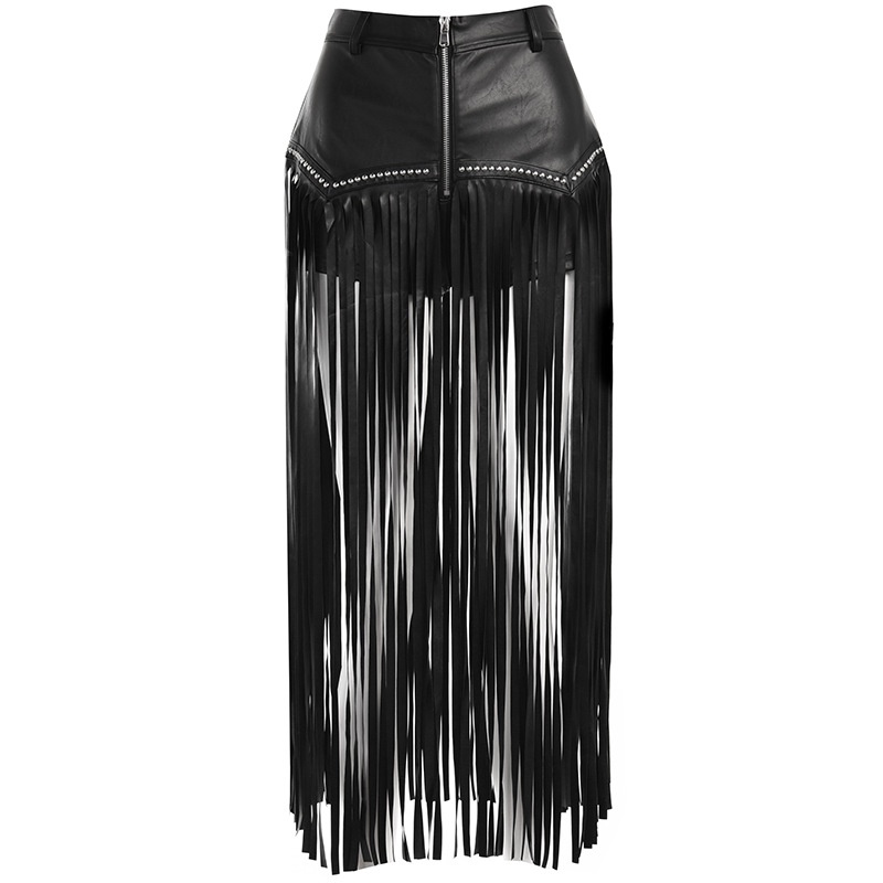 Gothic Women Tassel Pants Leather Skirt 8473 (S/M/L)