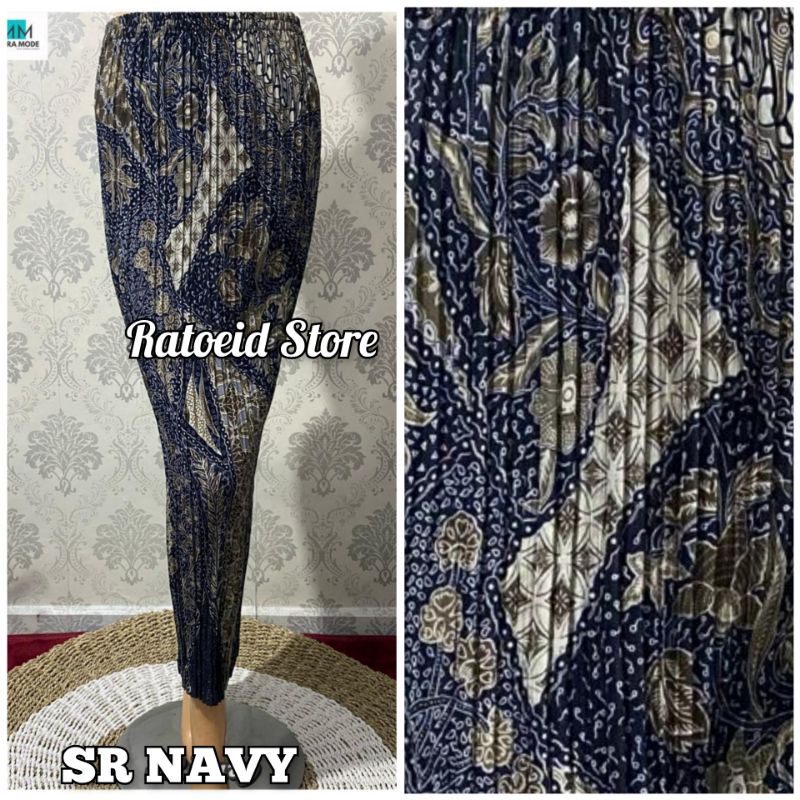 [200 Motif - Part 01] Rok Plisket Batik Panjang / Rok Batik / Rok Kebaya / Rok Wisuda / Bawahan Kebaya / Bawahan Batik / Rok Kondangan / Rok Pengantin / Rok Akad / Rok Lamaran / Rok Span / Rok Prisket Batik Jumbo Batik Production Original By Ratoeid Store-NO.15 SR navy