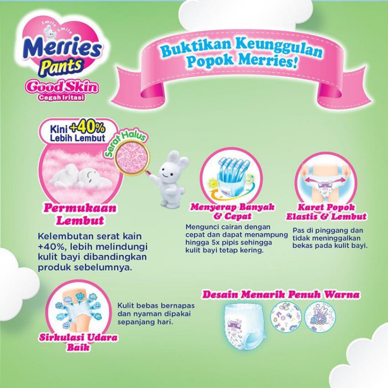 Merries Popok Pants Good Skin / Popok Celana Sekali Pakai (Tersedia varian ukuran)