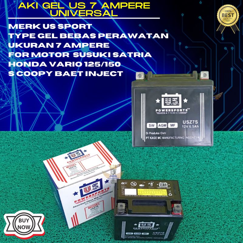 Aki Accu Gel Satria FU Vario 125 150 Scoopy US 7 Ampere Universal
