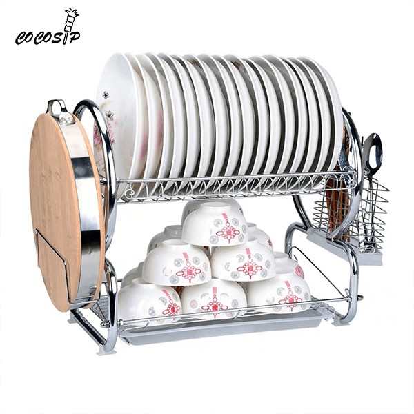 COCOSIP Rak Piring Stainless Tebal 2 Susun Daya Pakai 10 COCOSIP Rak Piring Stainless Tebal 2 Susun Daya Pakai 10