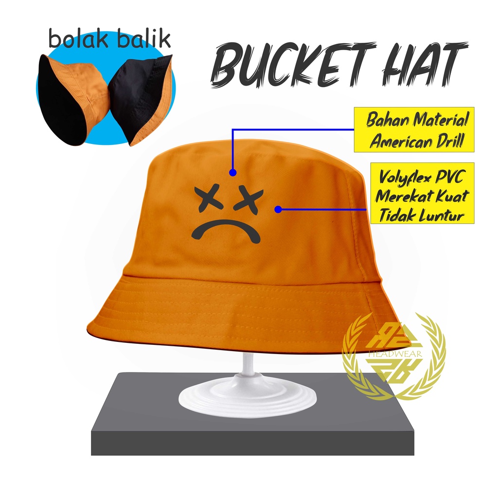 Bucket Hat Wanita Buket Hat Logo Sablon Premium sad