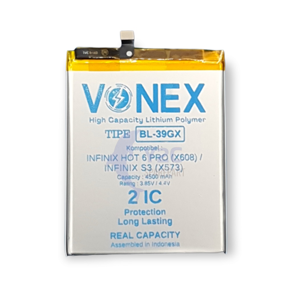 BATERAI INFINIX S3 / HOT 6 PRO / X573 X608 / BL-39GX DOUBLE POWER VONEX / BATRE BATERE BATRAI BATREI