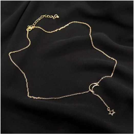 Kalung Wanita Aksesoris Bulan Sabit Bintang Gaya Vintage Korea Simple Elegan untuk Wanita Dalika