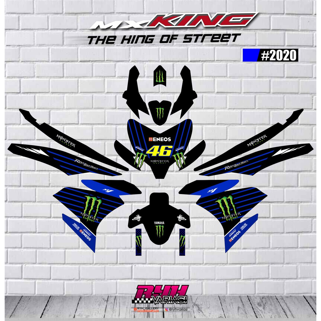 Stiker Decal Motor Jupiter MX King 150cc Monster Energy 46 2017 2018
