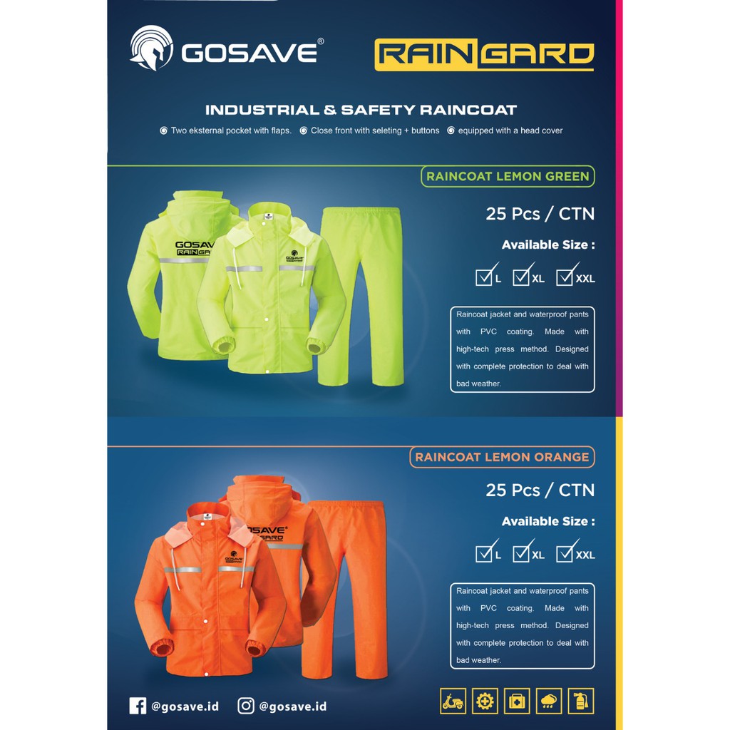 JAS HUJAN PROYEK MOTOR  BAJU CELANA RAINSUIT SAFETY GOSAVE