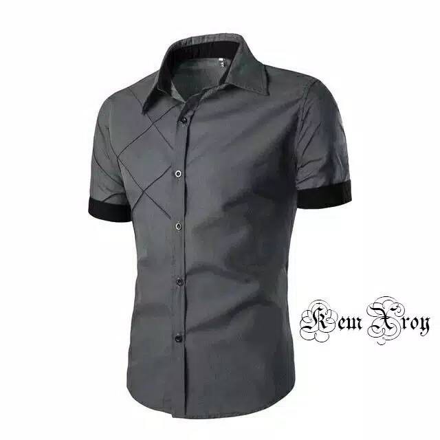 HipNop ROYK KEMEJA PRIA SLIMFIT LENGAN PENDEK ATASAN PRIA LENGAN POLOS PAKAIAN COWOK COWO