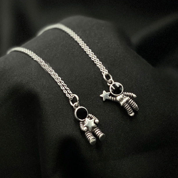 Star Astronaut Titanium Steel Couple Necklace Pendant