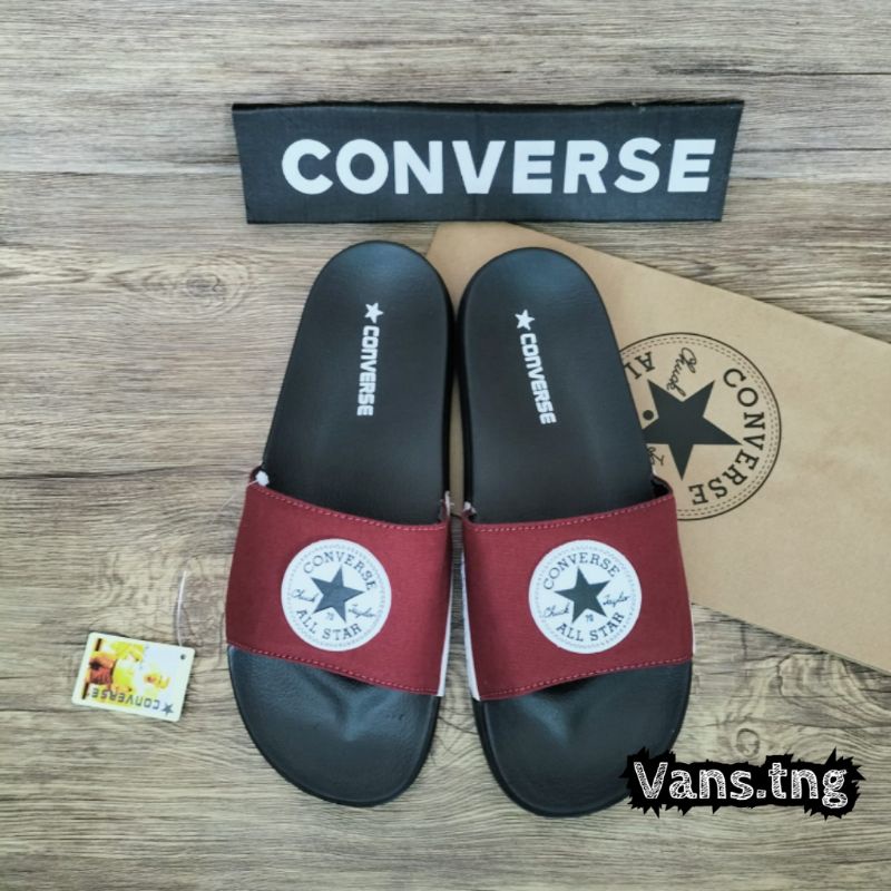 Sandal Slide Converse Merah Maroon Premium / Sandal Converse Warna Marun / Sendal Converse / Sandal Slop Murah