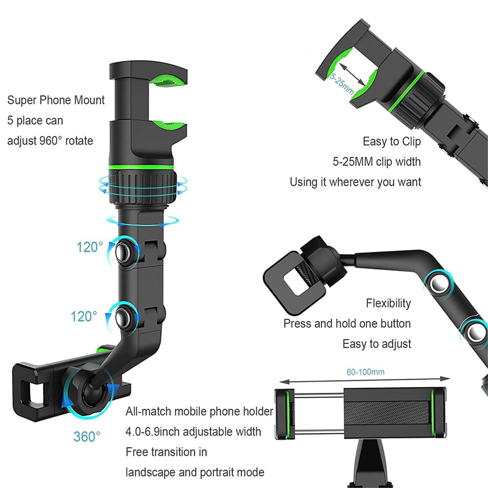 Car Phone Holder HP Jepit Spion Tengah Mobil Bracket 360° Adjustable