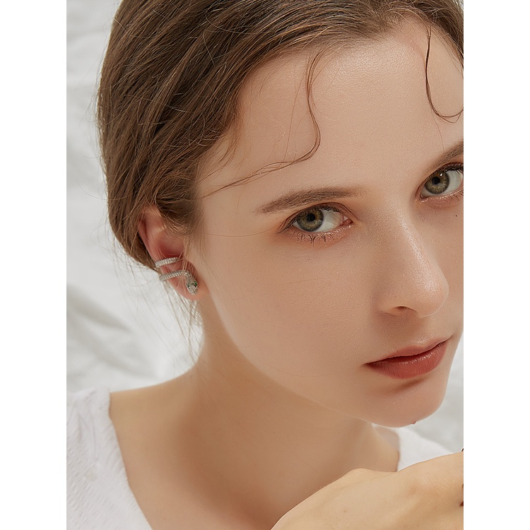 Anting Stud Desain Ular Aksen Berlian Bahan Stainless Steel Untuk Aksesoris