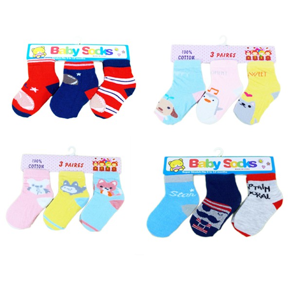 KAOS KAKI WINTEKU 3IN1 (3 PASANG)BAYI ANAK COWOK CEWEK BABY SOCK KAOSKAKI NEWBORN