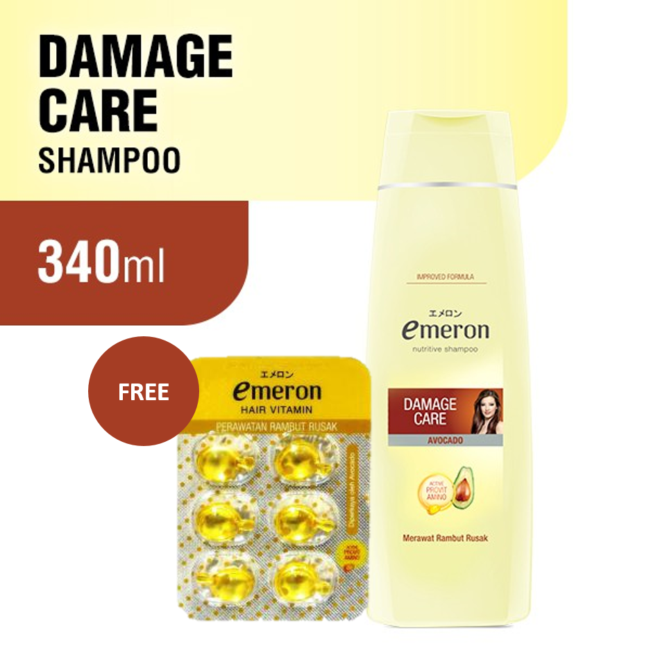 (Buy 1  Shampoo Get 1 Hair Vitamin) Emeron Damage Care 340 ml + Emeron Hair Vitamin Damage Care