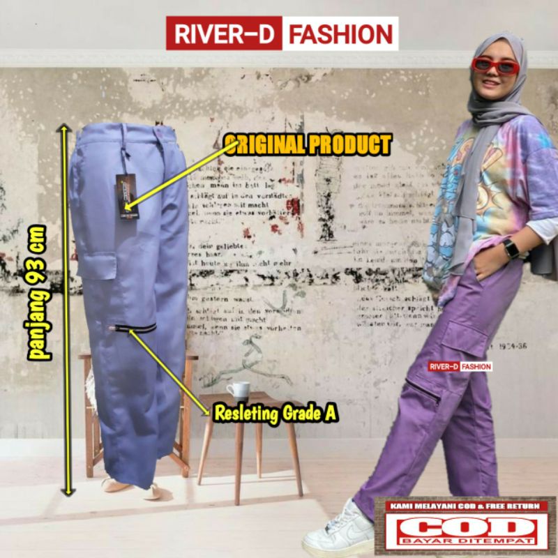 [Skyblue]ZIPPER PANTS CARGO WANITA||CELANA CARGO WANITA KOREA ~ORIGINAL PRODUCT